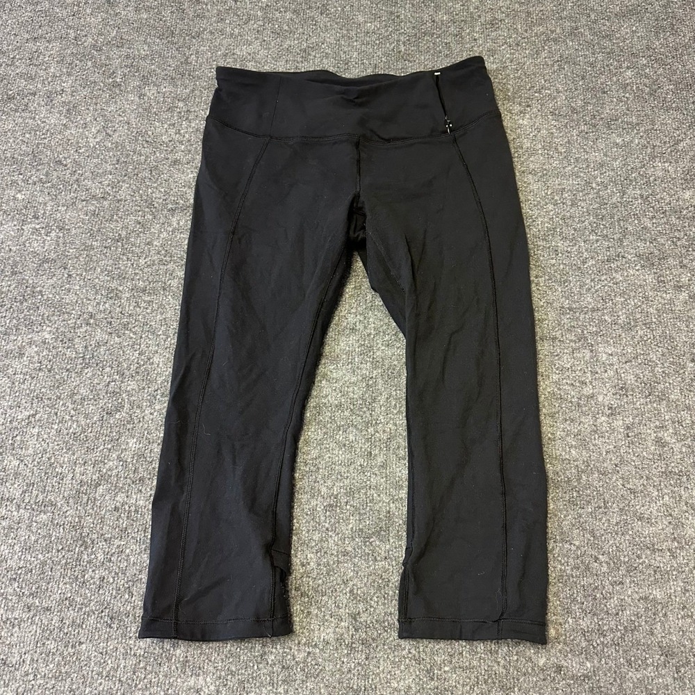 Lululemon Leggings Womens Size 4 Black Cropped Mid Rise Athletic Yoga Pants